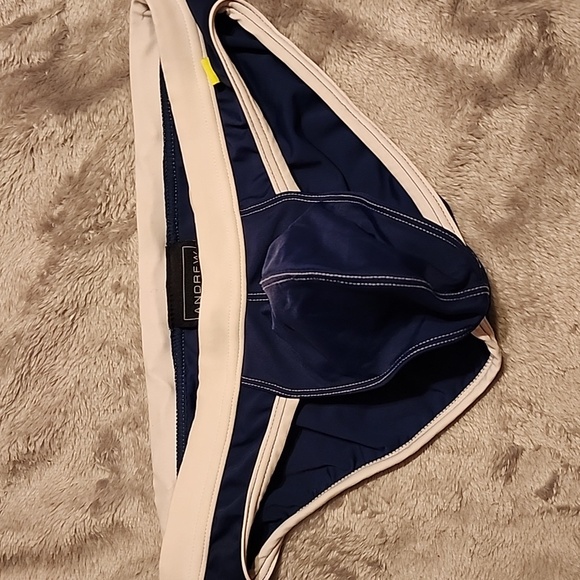 Andrew Christian Navy and White Swim Trunks. - Picture 2 of 6